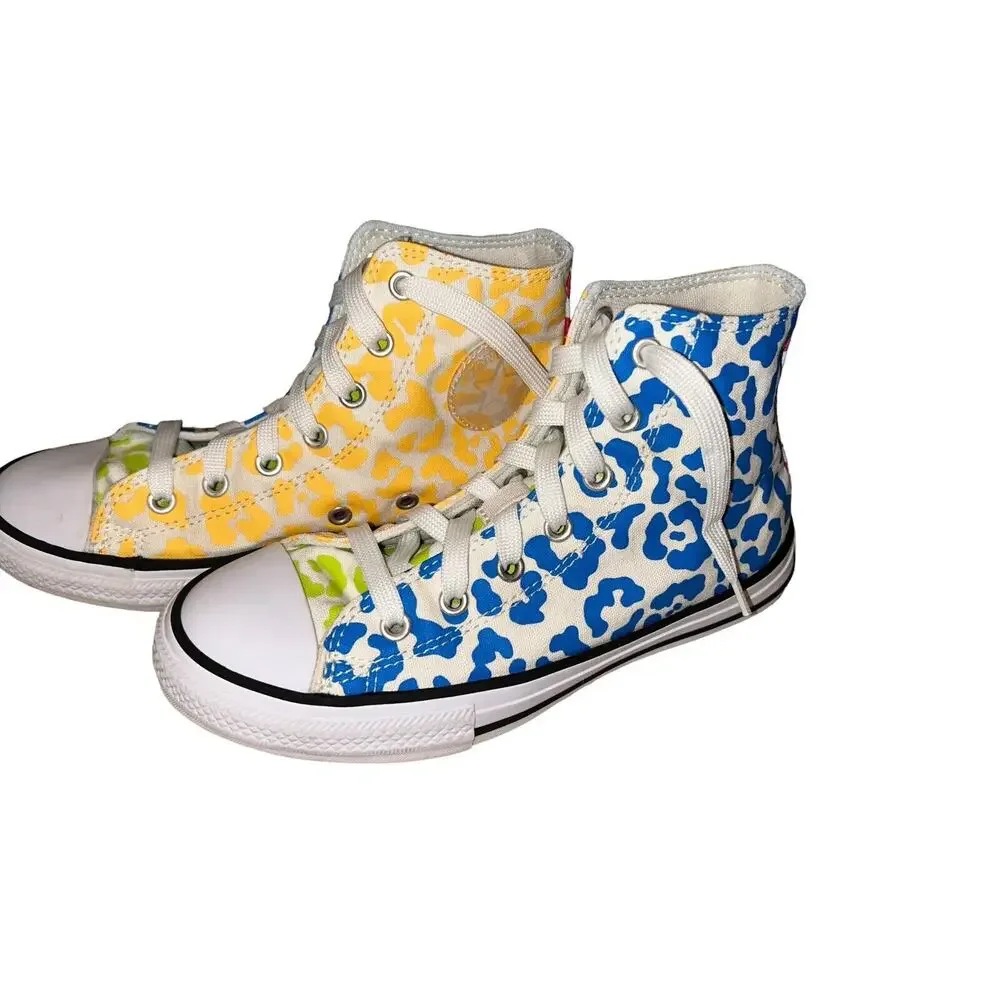 Converse CTAS HI Marquis Mills Junior Sz‎ 3 Leopard Print Sneaker Shoe EUC